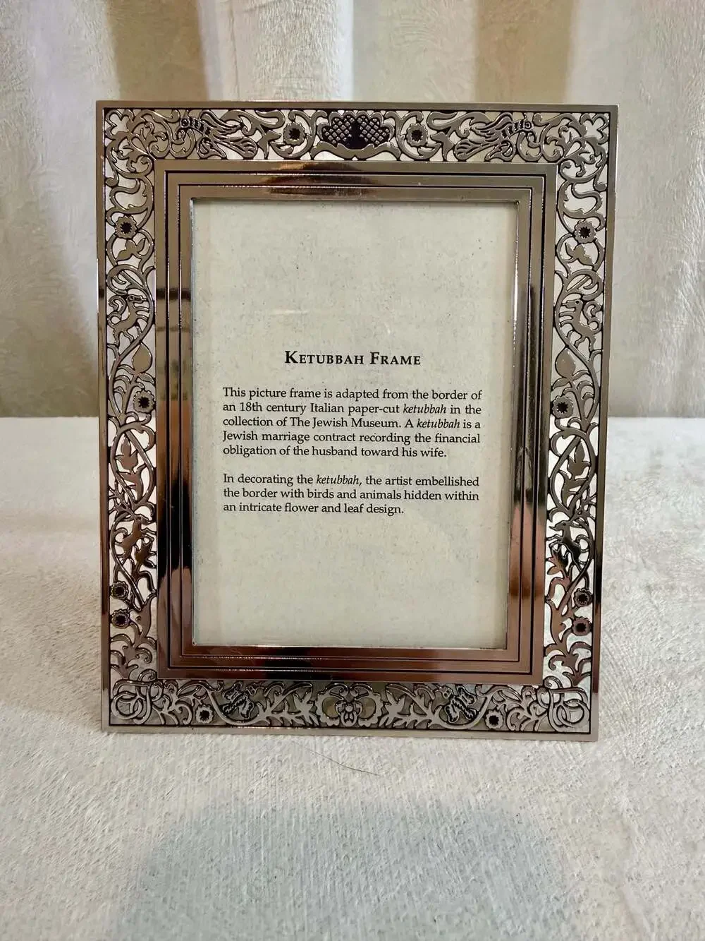 The Jewish Museum Ketubbah Border Inspired Silver-Tone Filigree Picture Frame